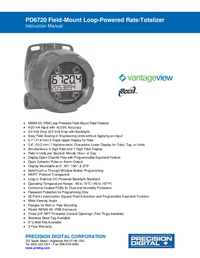 Thumbnail of document Manual - PD6720 Vantageview NEMA 4X Loop-Powered Flow Rate/Totalizer